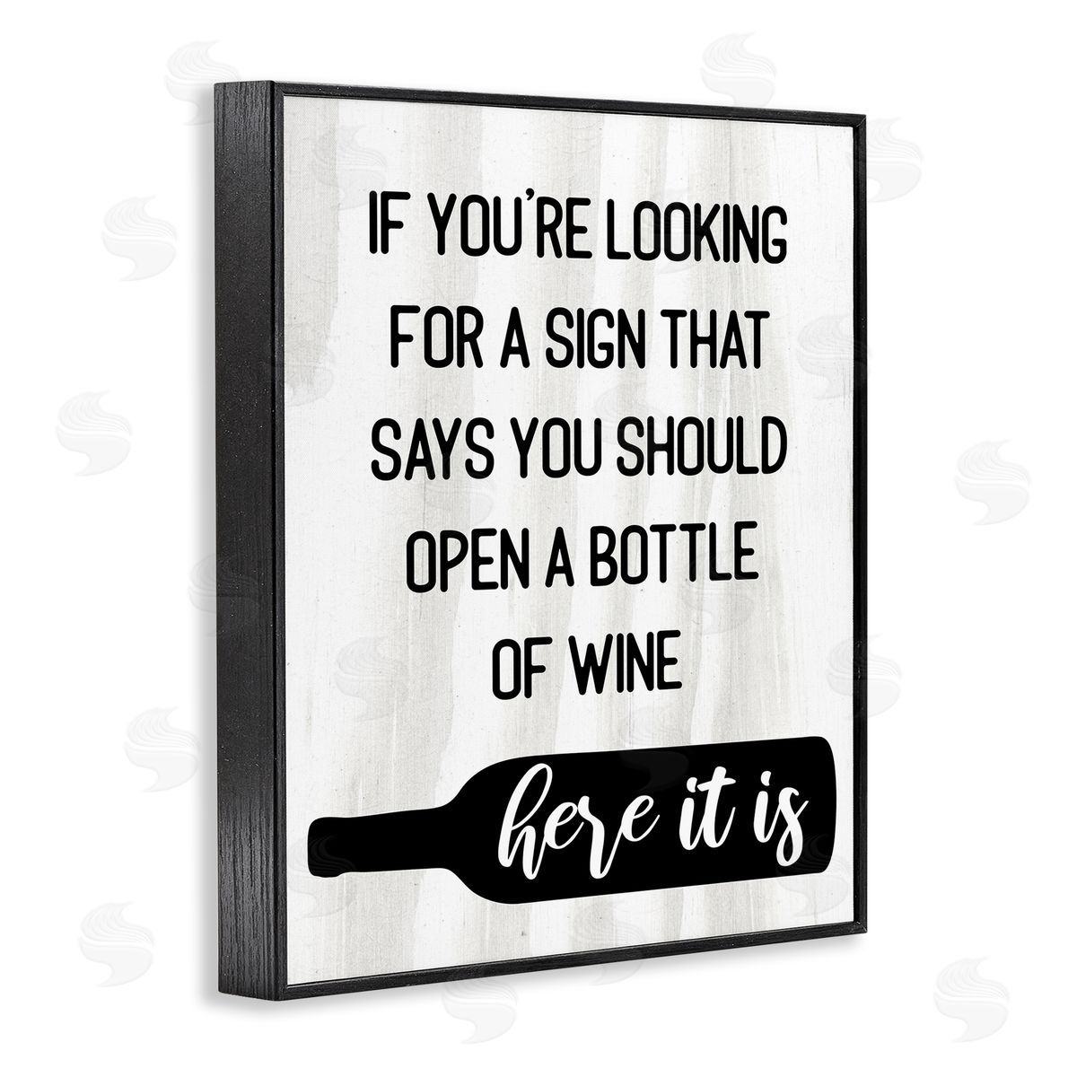 Sign to Open Wine Funny Black Frame Print Wall Art, Home Decor by Stupell Studio