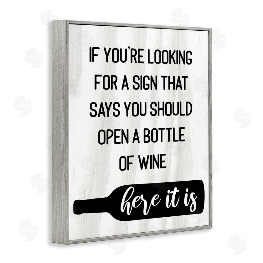 Stupell Studio | Sign to Open Wine Funny
