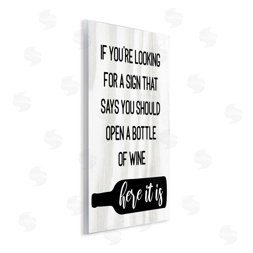 Stupell Studio | Sign to Open Wine Funny