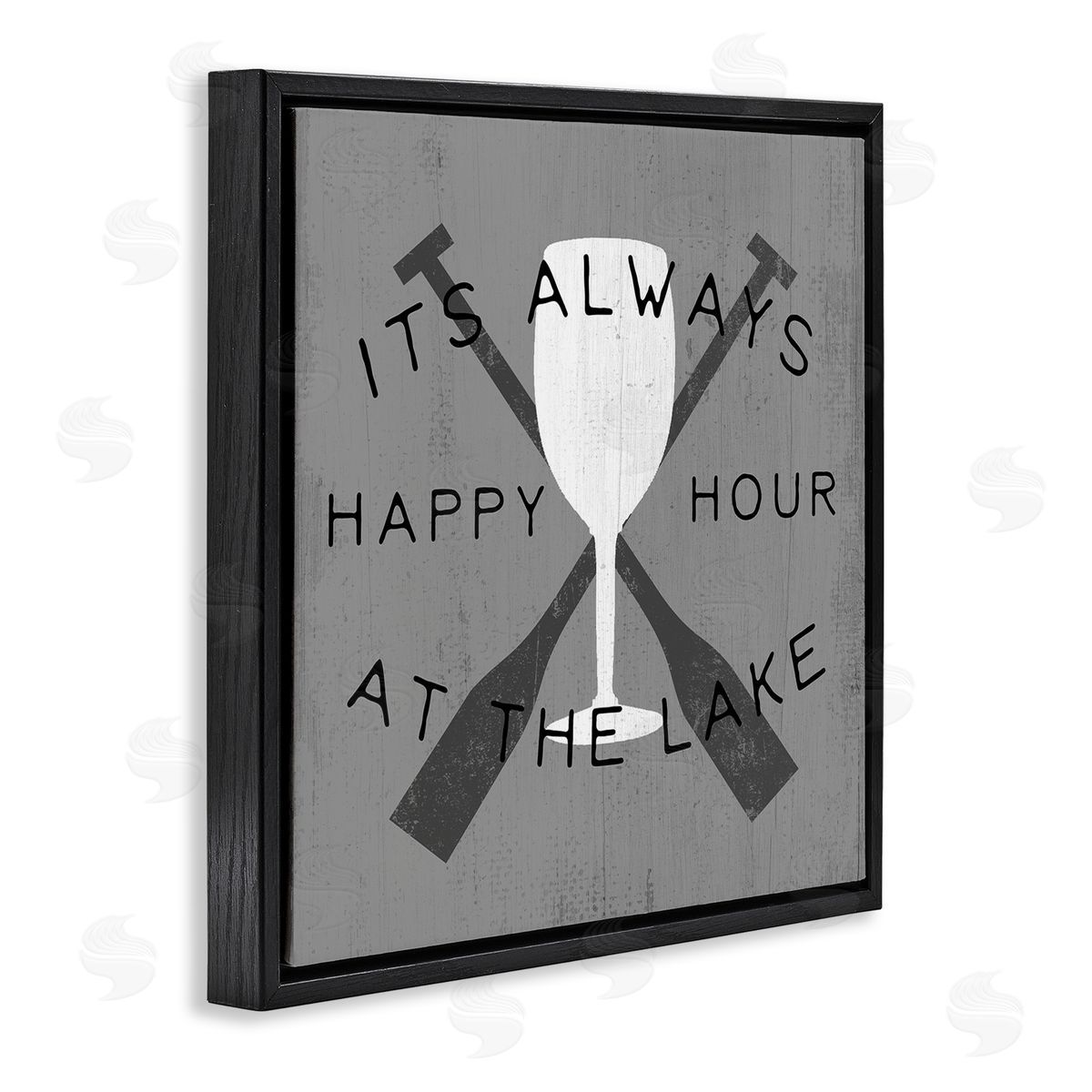 Always Happy Hour At Lake Black Floating Frame Canvas Wall Art, Home Decor by Stupell Studio