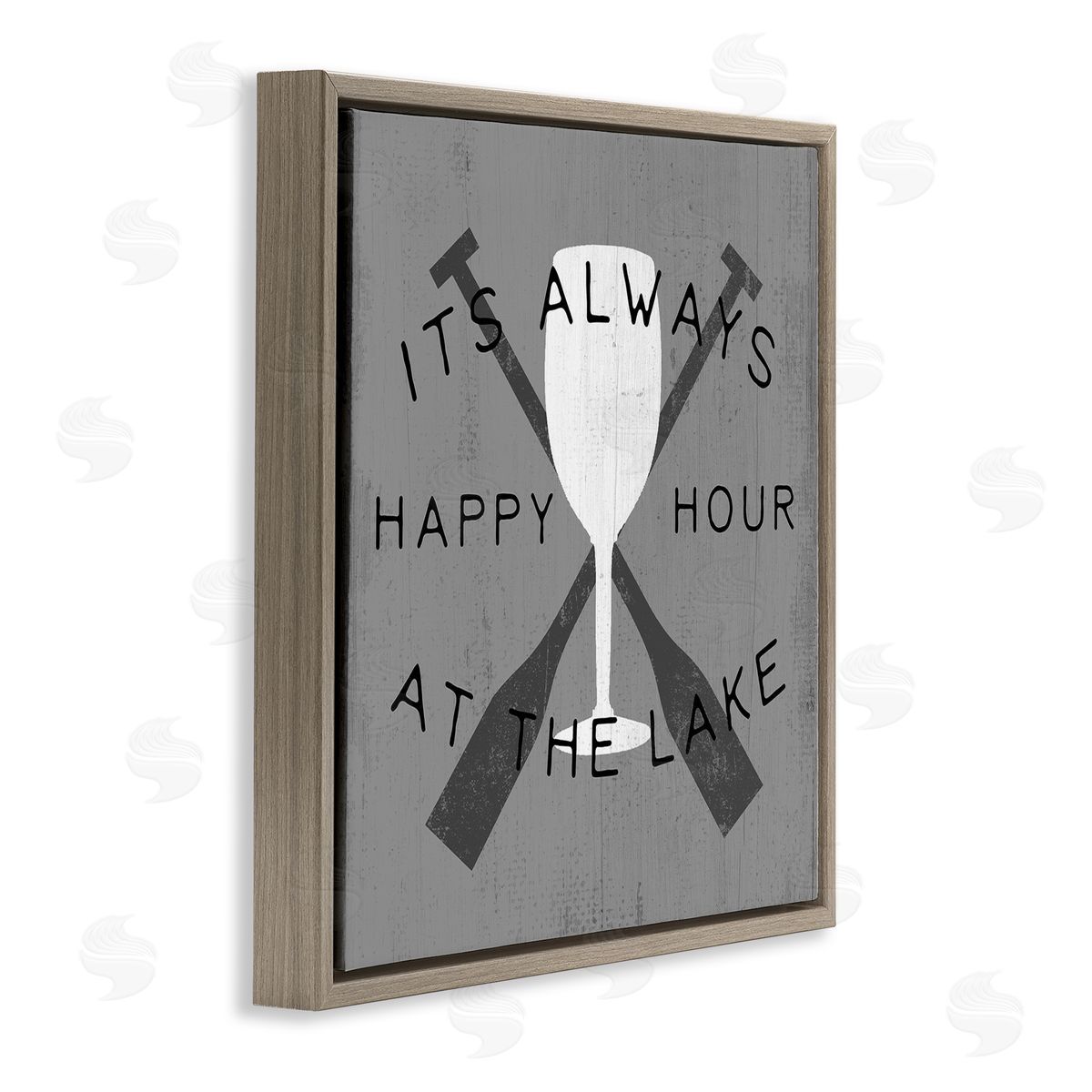 Always Happy Hour At Lake Brown Floating Frame Canvas Wall Art, Home Decor by Stupell Studio