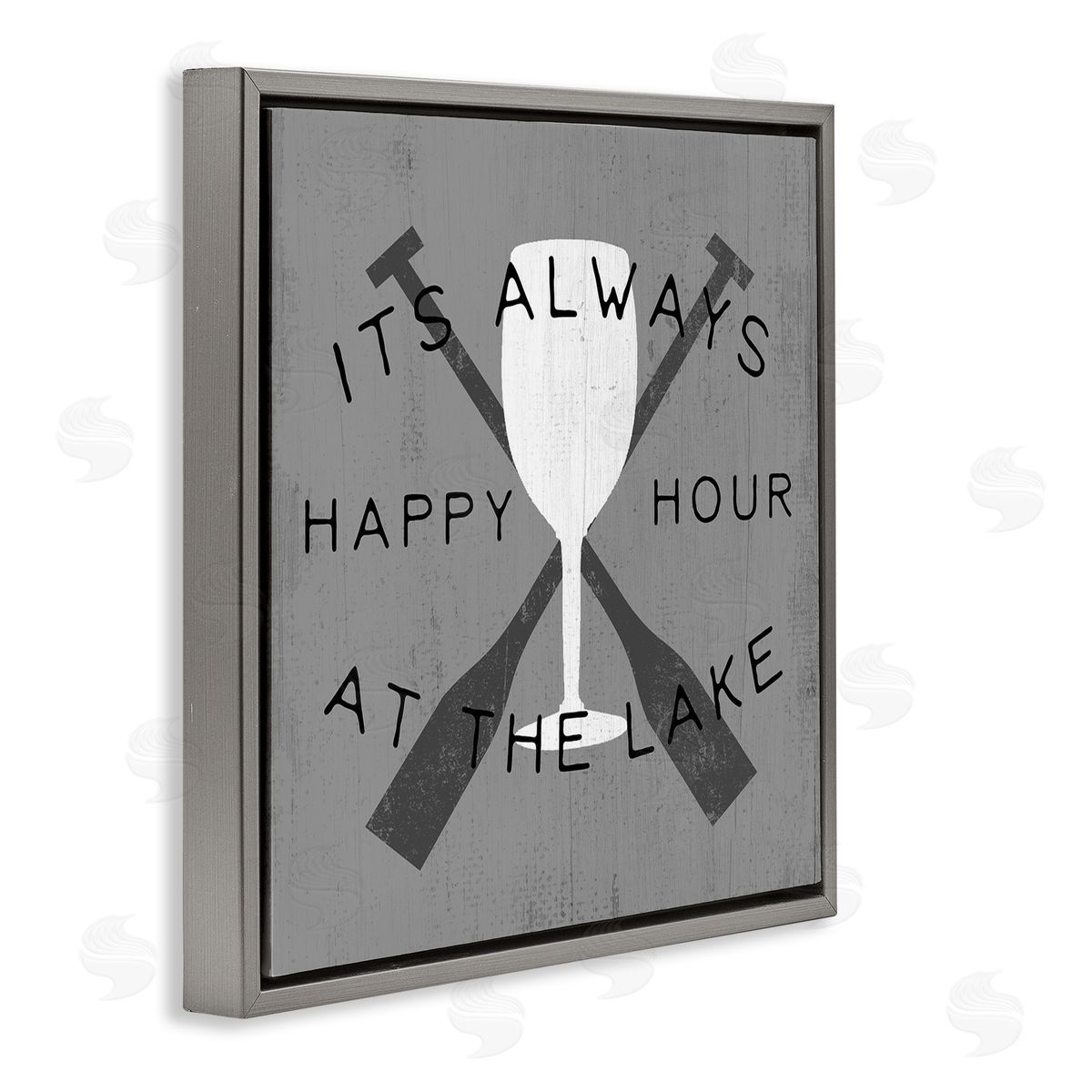 Always Happy Hour At Lake Grey Floating Frame Canvas Wall Art, Home Decor by Stupell Studio