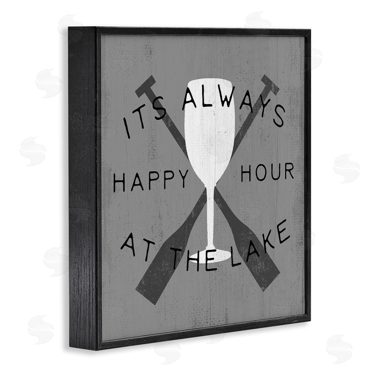 Always Happy Hour At Lake Black Frame Print Wall Art, Home Decor by Stupell Studio