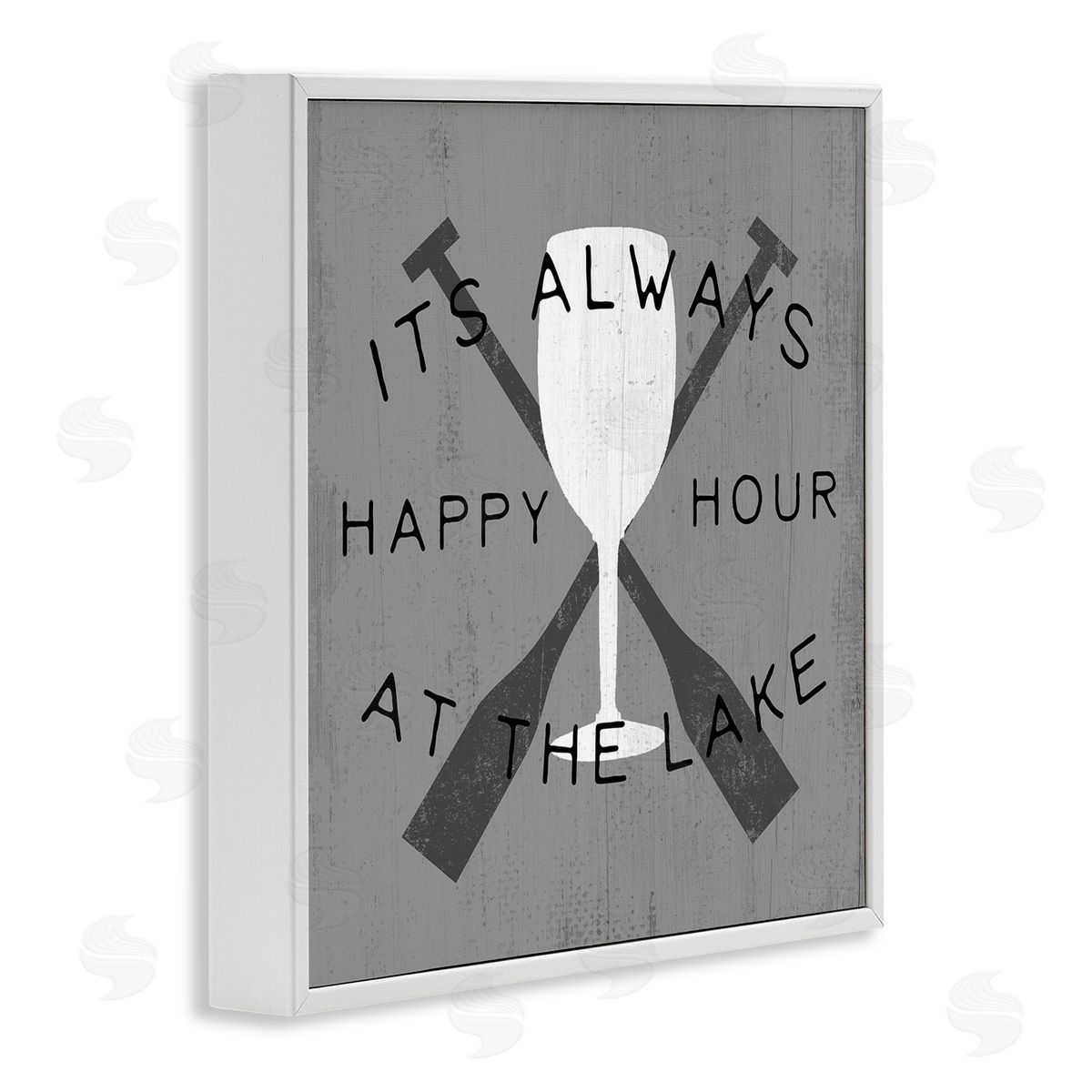 Always Happy Hour At Lake White Frame Print Wall Art, Home Decor by Stupell Studio
