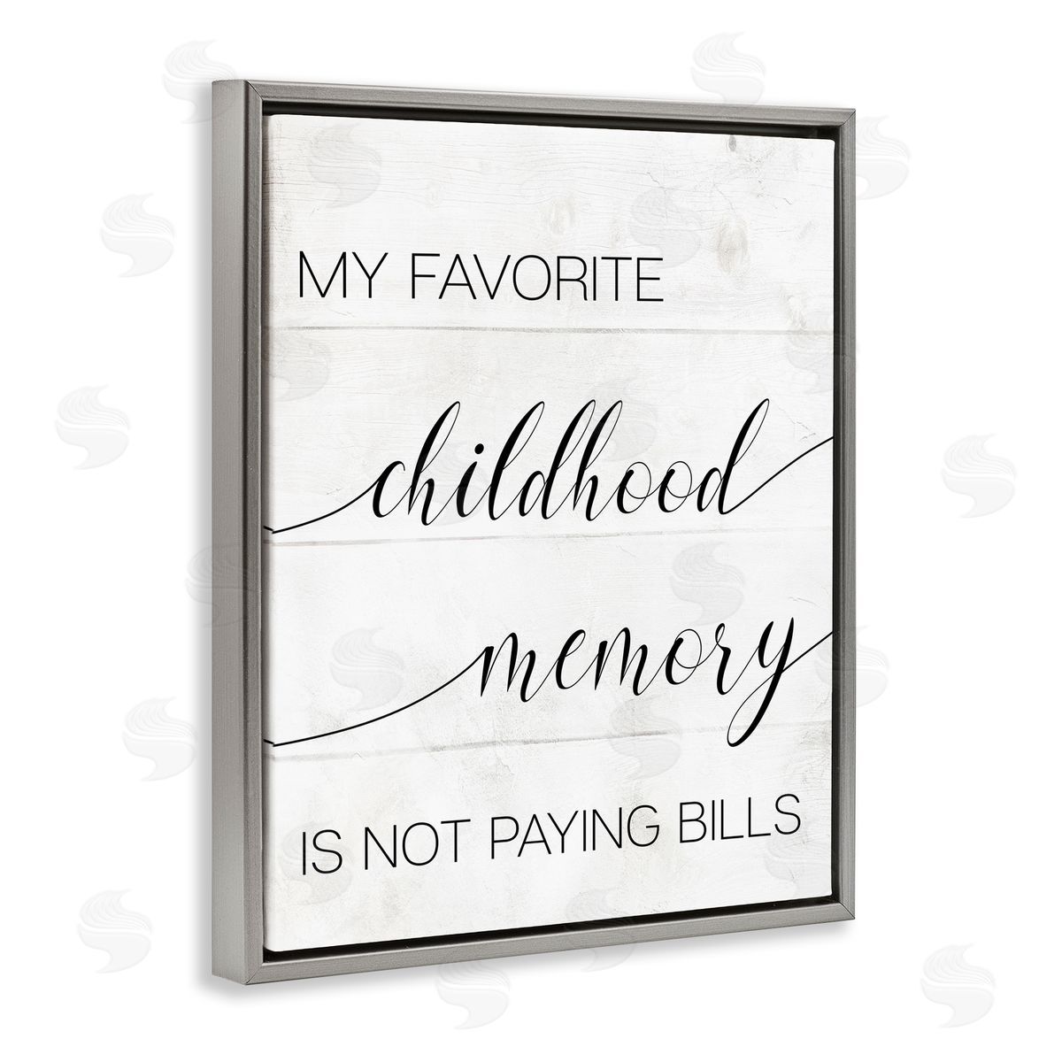 No Bills Favorite Childhood Memory Grey Floating Frame Canvas Wall Art, Home Decor by Stupell Studio