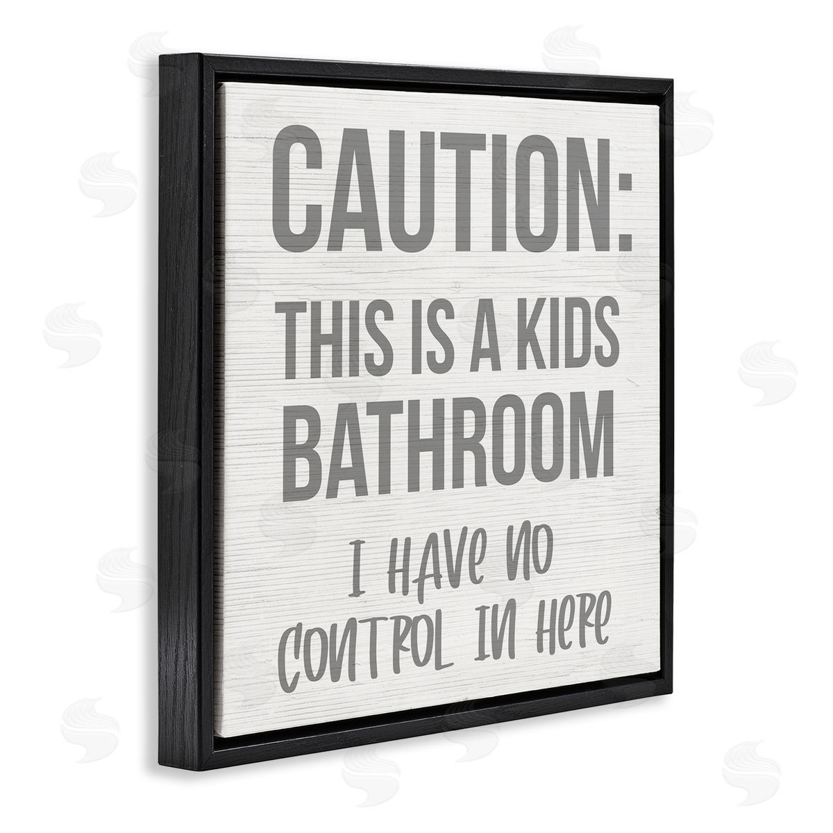 Funny Caution Kid's Bathroom Black Floating Frame Canvas Wall Art, Home Decor by Stupell Studio