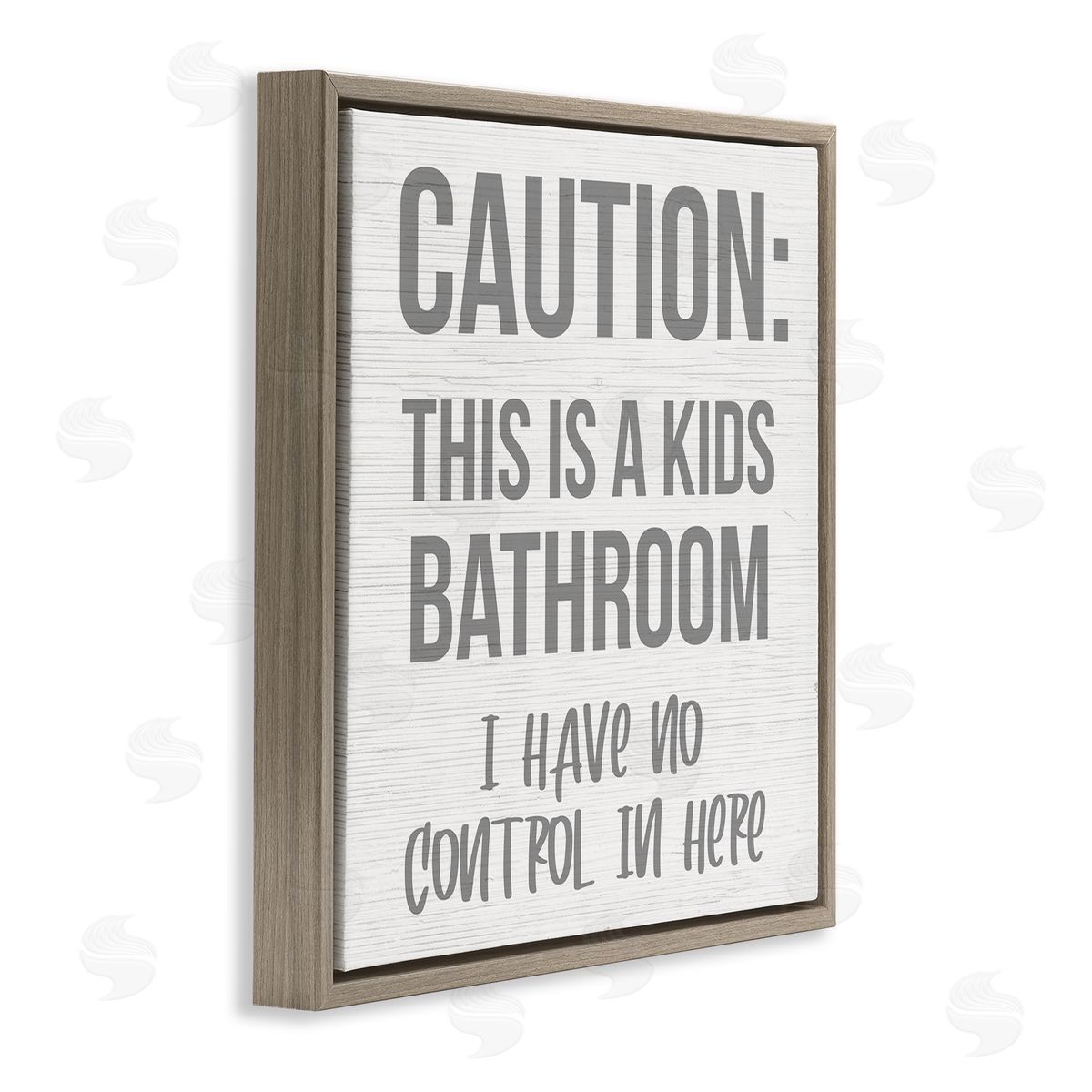 Funny Caution Kid's Bathroom Brown Floating Frame Canvas Wall Art, Home Decor by Stupell Studio