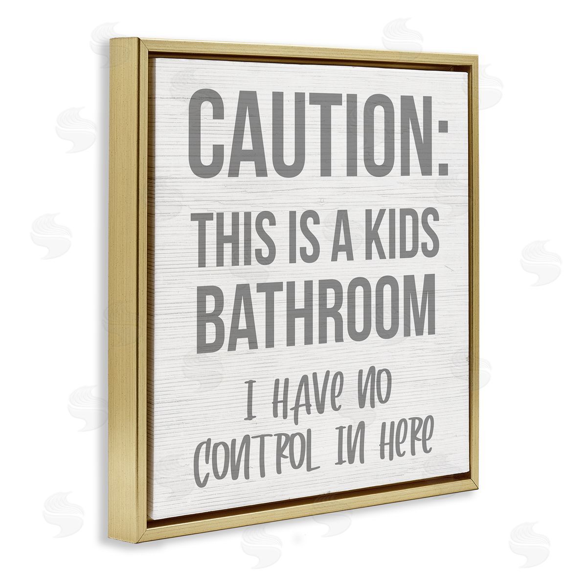 Funny Caution Kid's Bathroom Gold Floating Frame Canvas Wall Art, Home Decor by Stupell Studio
