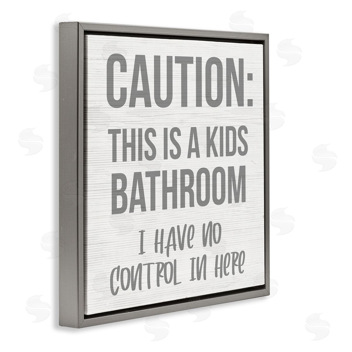 Funny Caution Kid's Bathroom Grey Floating Frame Canvas Wall Art, Home Decor by Stupell Studio
