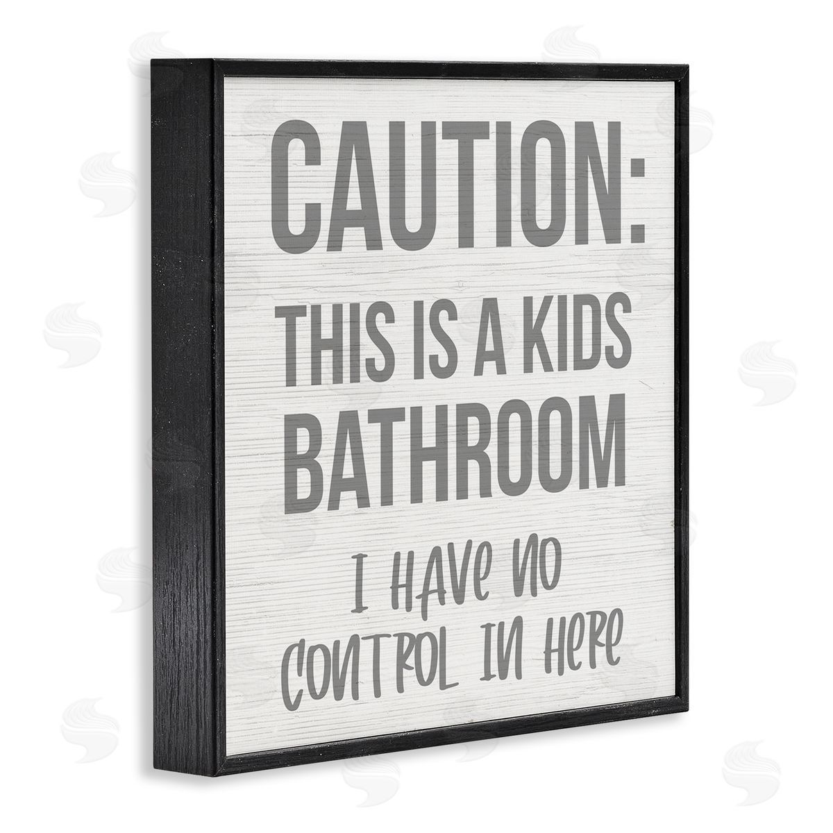 Funny Caution Kid's Bathroom Black Frame Print Wall Art, Home Decor by Stupell Studio
