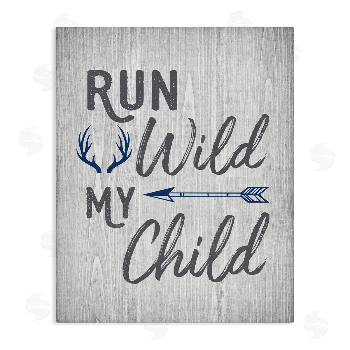 Rustic Run Wild My Child Canvas Wall Art, Home Decor by Ashley Calhoun