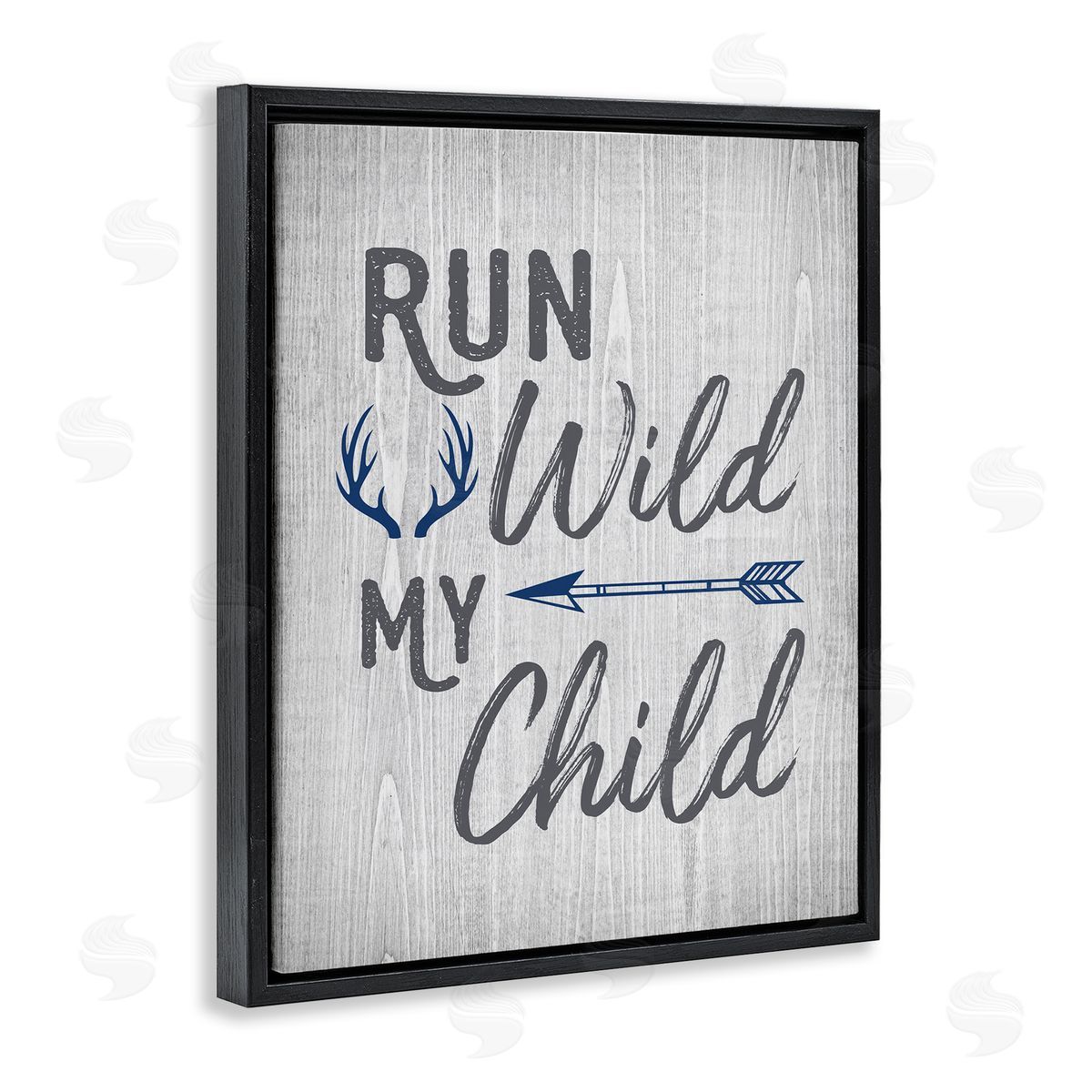 Rustic Run Wild My Child Black Floating Frame Canvas Wall Art, Home Decor by Ashley Calhoun