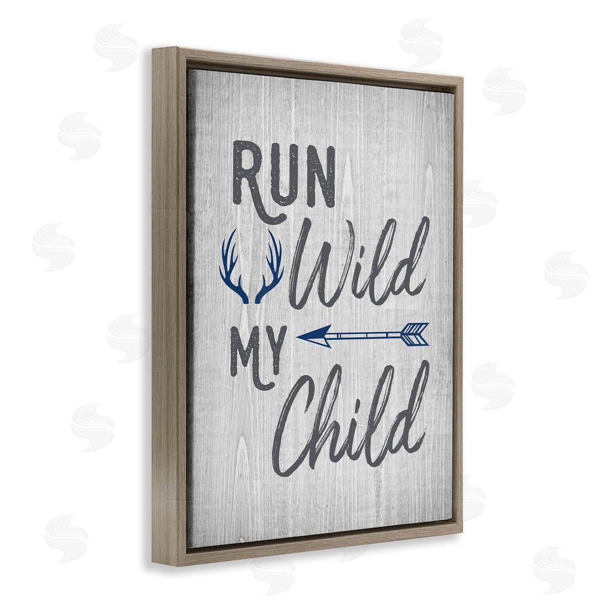 Rustic Run Wild My Child Brown Floating Frame Canvas Wall Art, Home Decor by Ashley Calhoun