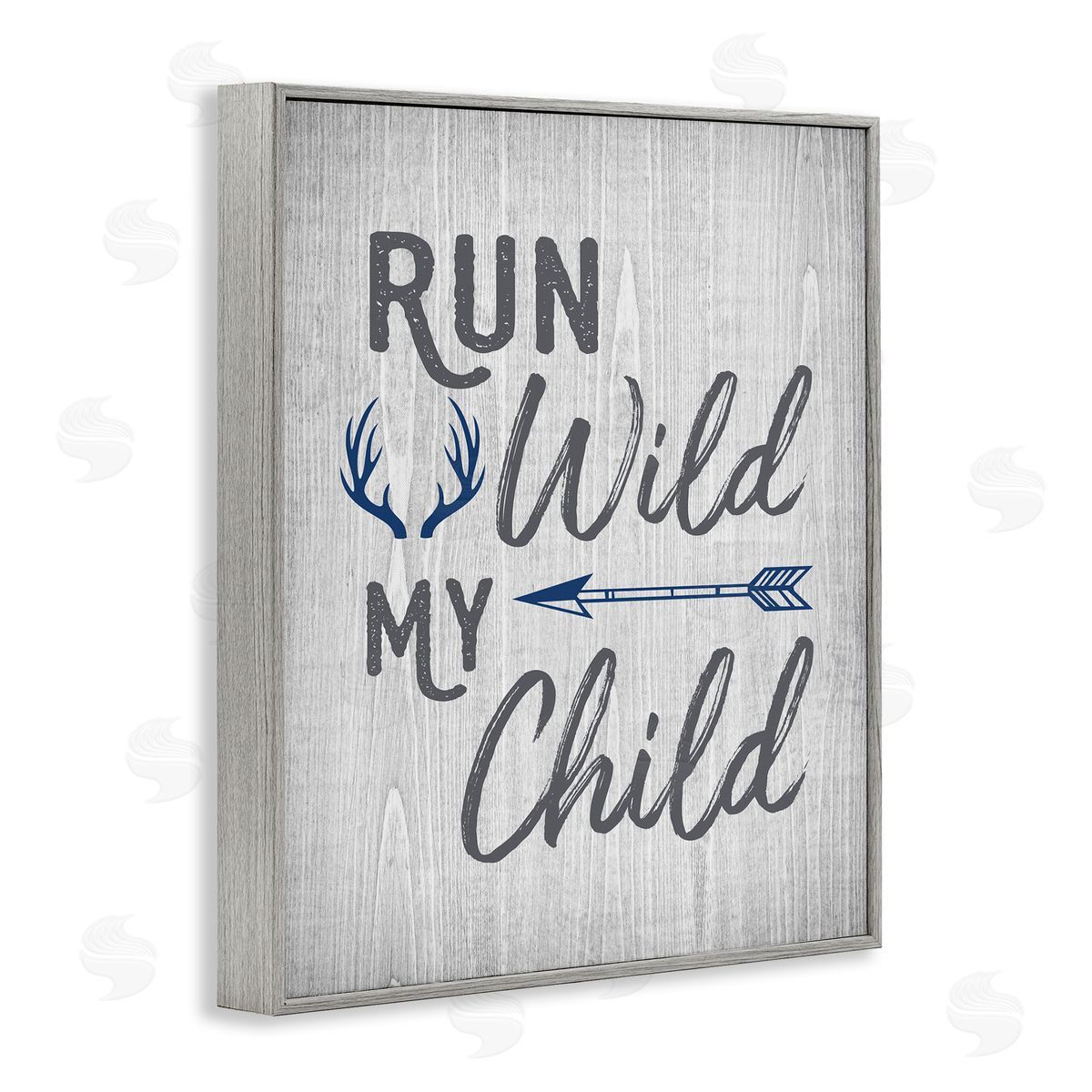 Rustic Run Wild My Child Grey Frame Print Wall Art, Home Decor by Ashley Calhoun