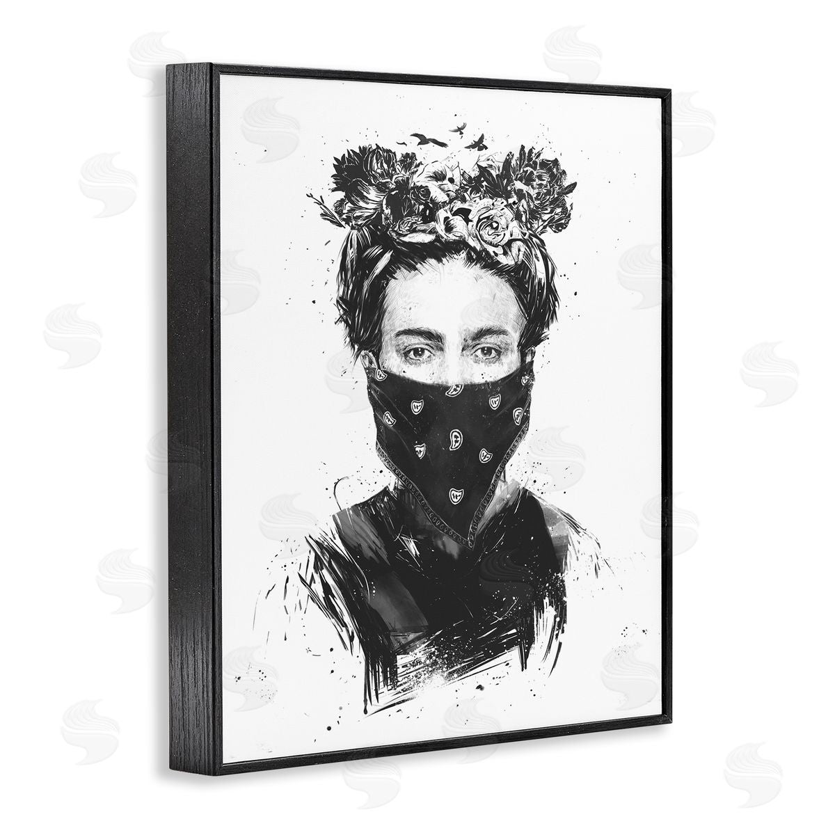 Rebel Girl Female Portrait Black Frame Print Wall Art, Home Decor by Balazs Solti