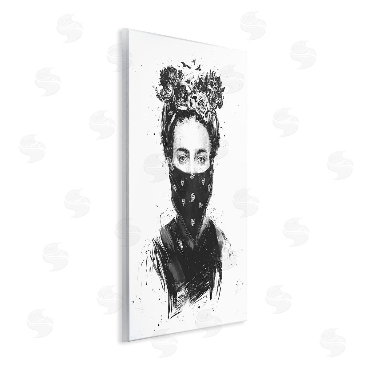 Rebel Girl Female Portrait Wood Plaque Wall Art, Home Decor by Balazs Solti