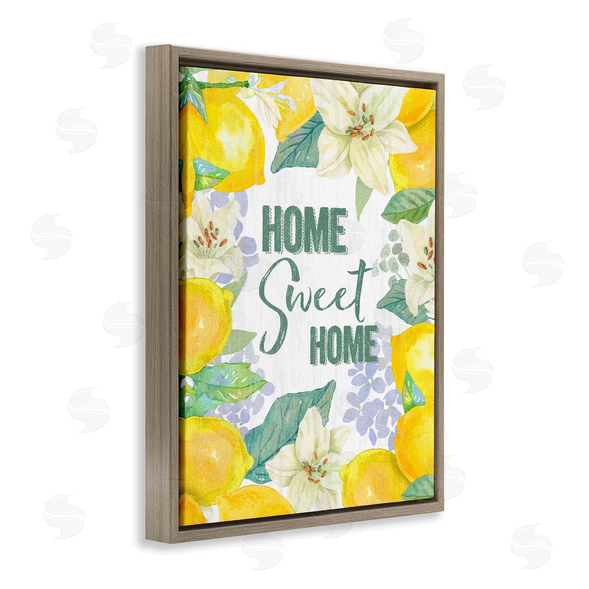 Home Sweet Home Summer Lemons Brown Floating Frame Canvas Wall Art, Home Decor by Andrea Tachiera