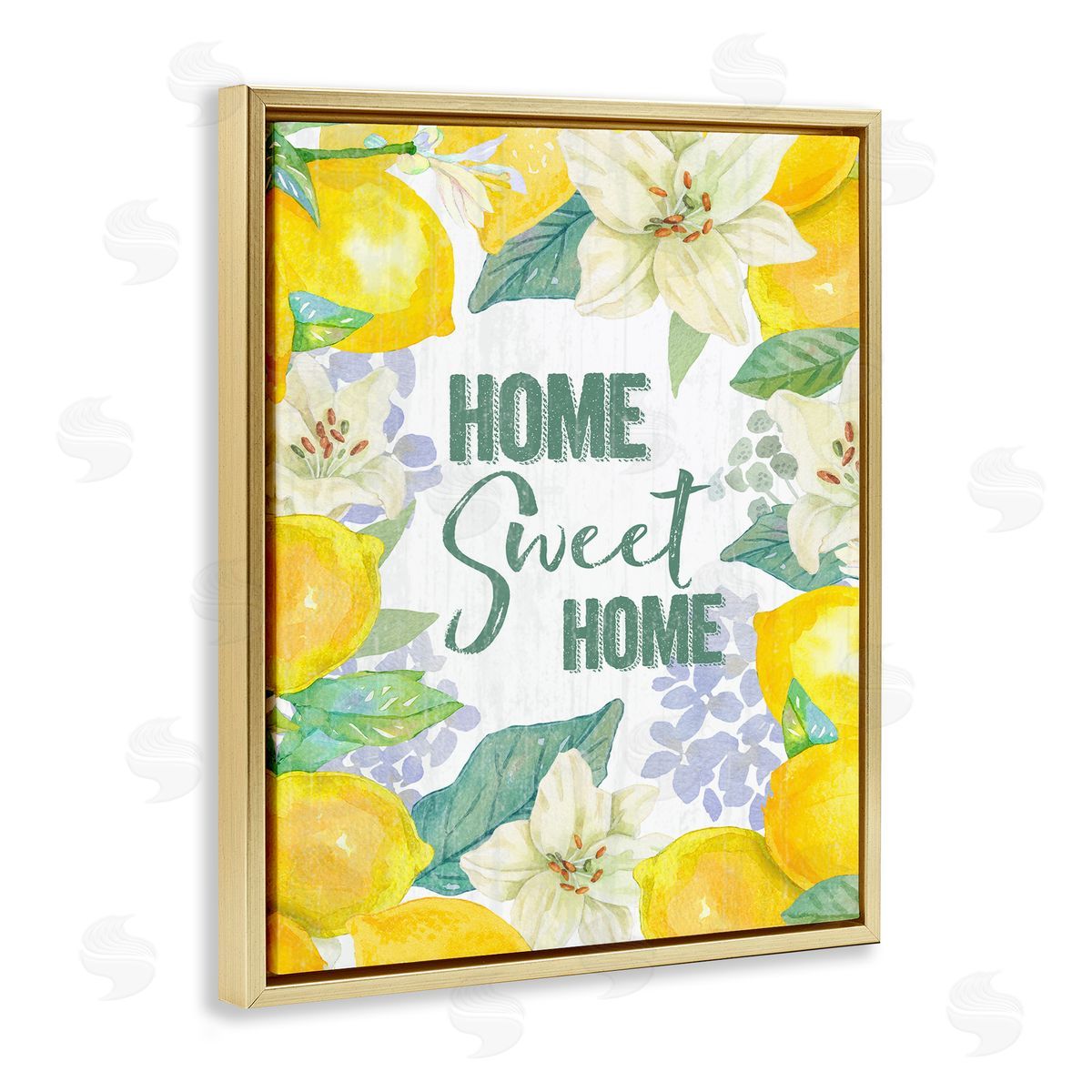 Home Sweet Home Summer Lemons Gold Floating Frame Canvas Wall Art, Home Decor by Andrea Tachiera