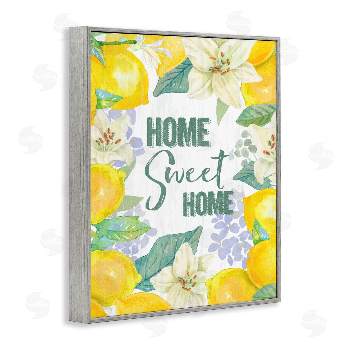 Home Sweet Home Summer Lemons Grey Frame Print Wall Art, Home Decor by Andrea Tachiera