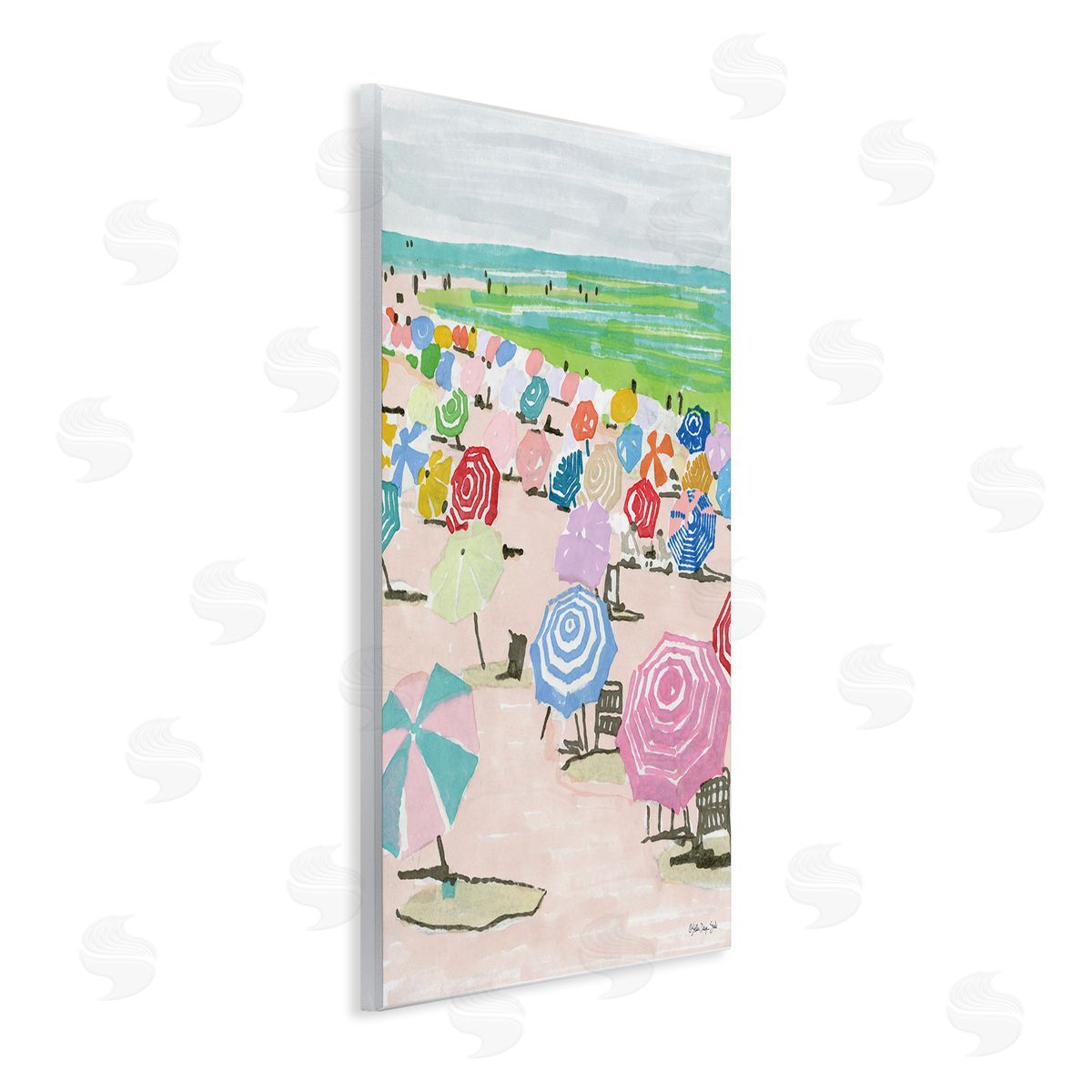 Pastel Umbrella Beach Coast Wood Plaque Wall Art, Home Decor by Stellar Studio
