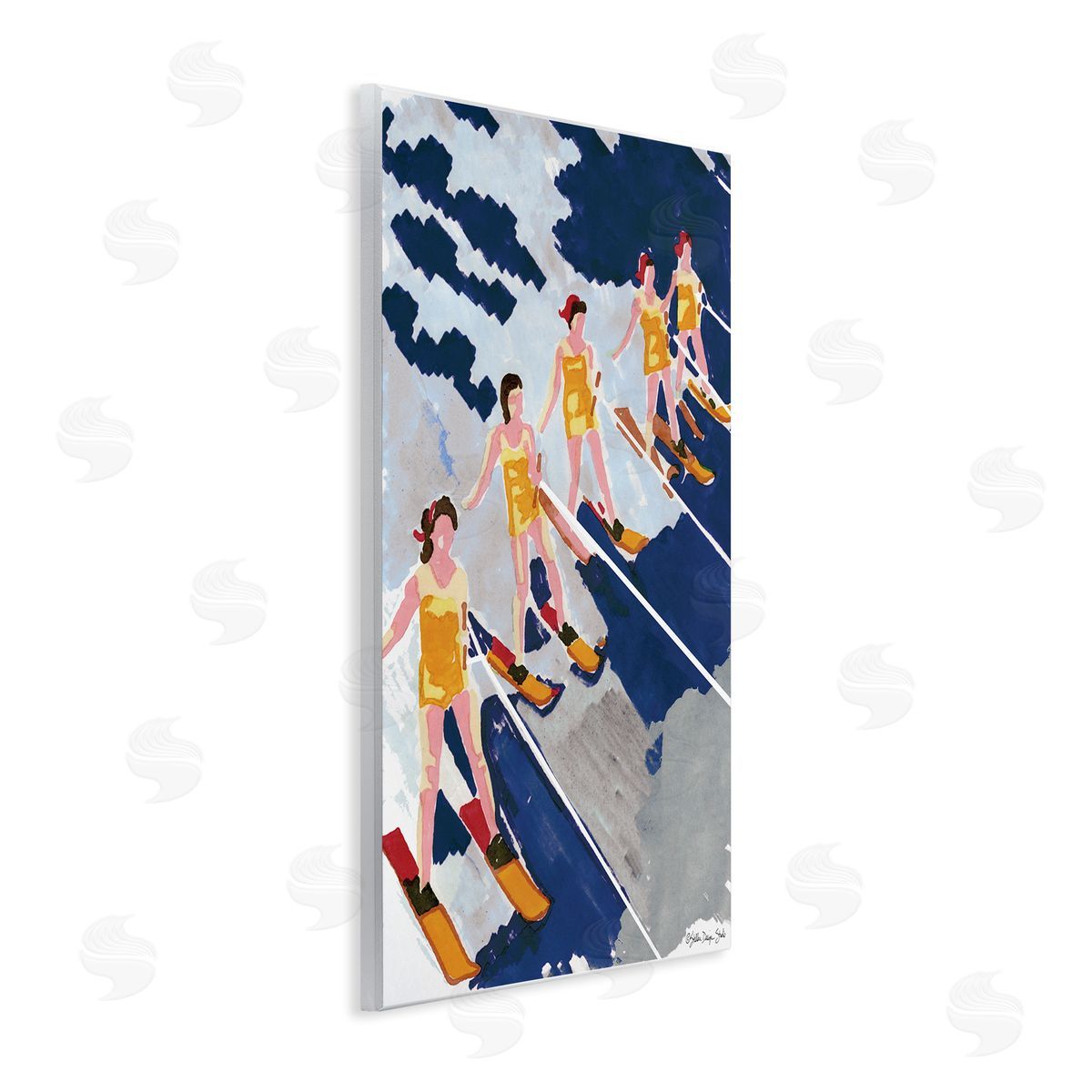 Retro Water Ski Show Line Wood Plaque Wall Art, Home Decor by Stellar Studio