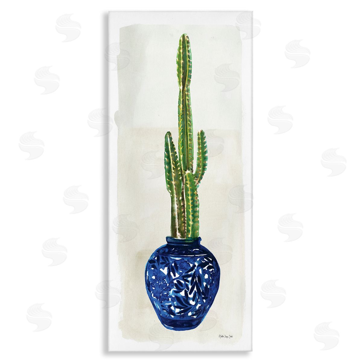 Cacti in Blue Pot Canvas Wall Art, Home Decor by Stellar Studio