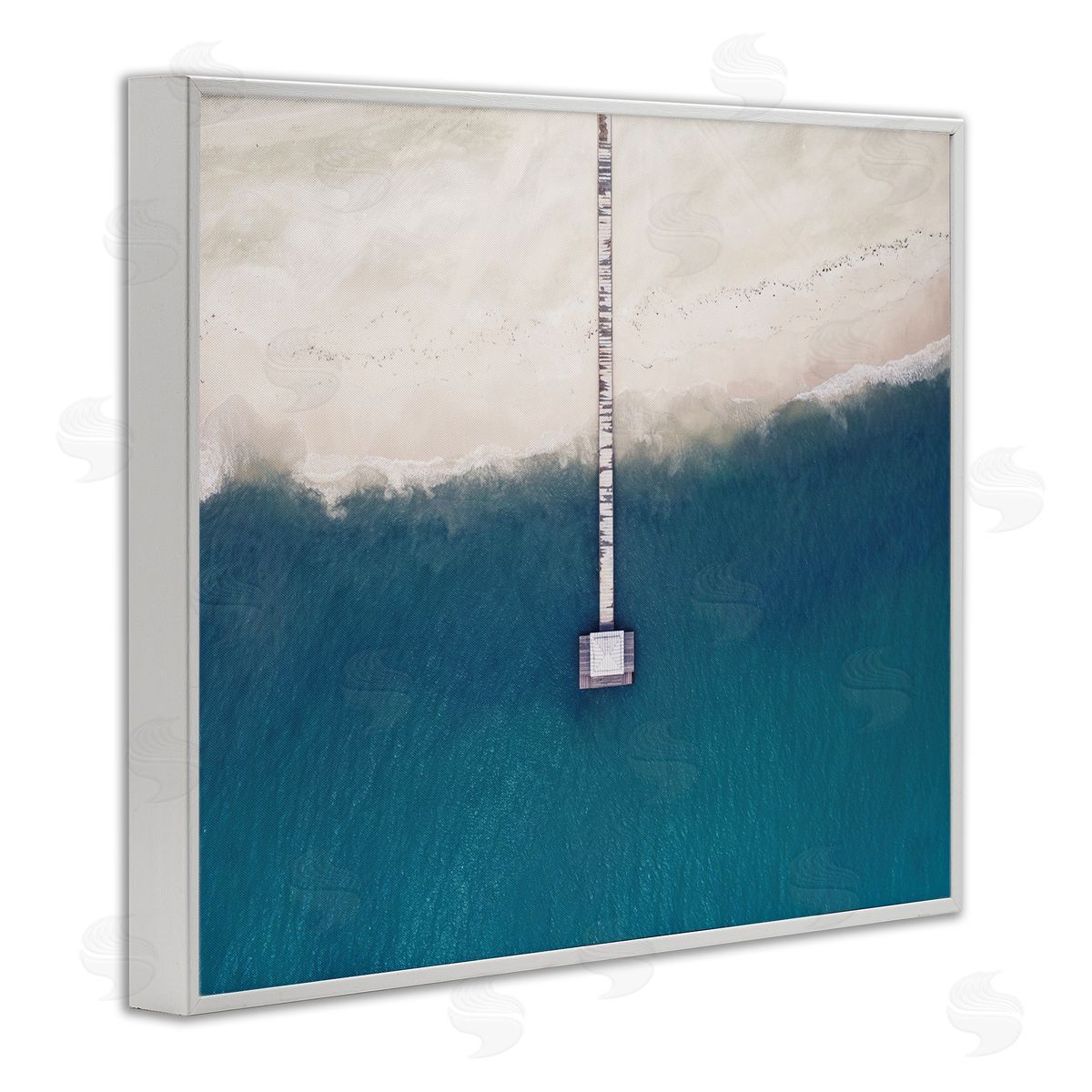 Aerial Beach Warf Landscape White Frame Print Wall Art, Home Decor by Seven Trees