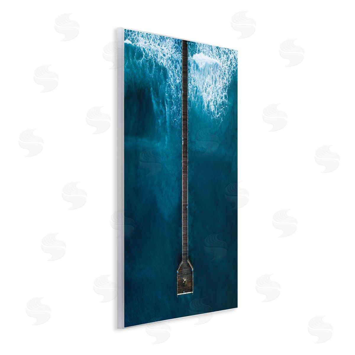 Aerial Long Wharf Beach Wood Plaque Wall Art, Home Decor by Seven Trees