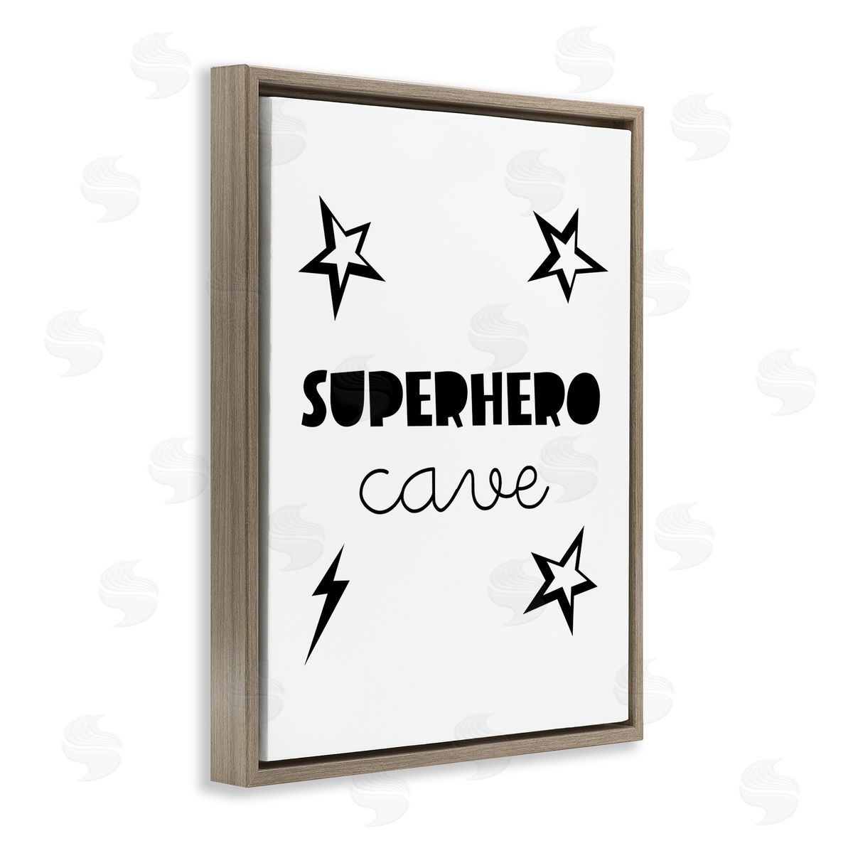 Superhero Cave Sign with Stars Brown Floating Frame Canvas Wall Art, Home Decor by Seven Trees
