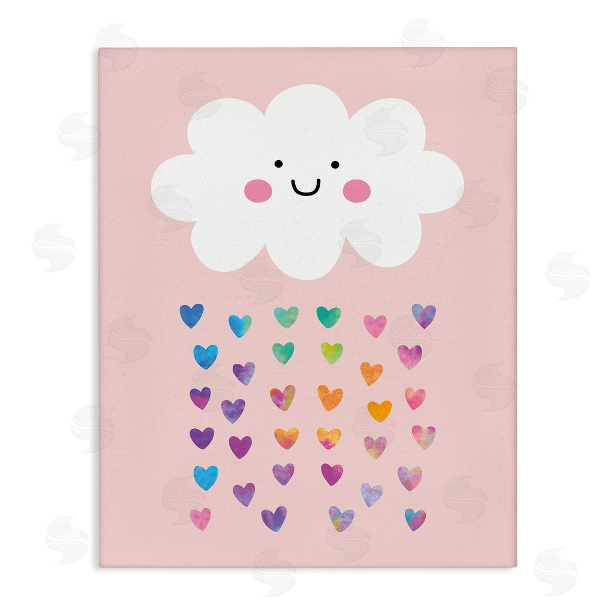 Happy Cloud with Rainbow Hearts Canvas Wall Art, Home Decor by Seven Trees