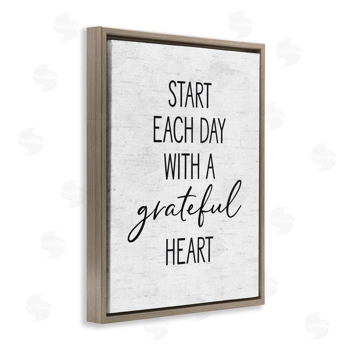 Start Each Day with Grateful Heart Brown Floating Frame Canvas Wall Art, Home Decor by Lettered and Lined