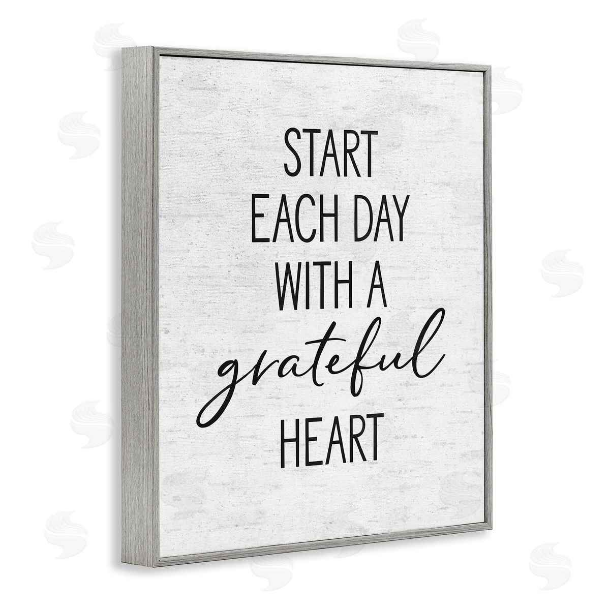 Start Each Day with Grateful Heart Grey Frame Print Wall Art, Home Decor by Lettered and Lined