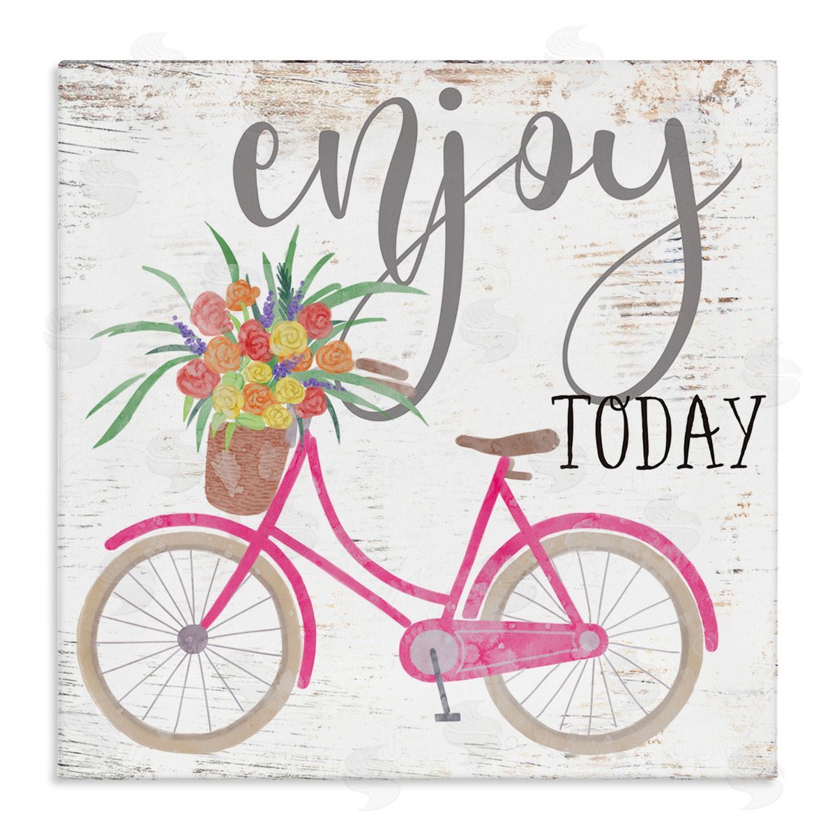 Enjoy Today Pink Bicycle Canvas Wall Art, Home Decor by Ziwei Li
