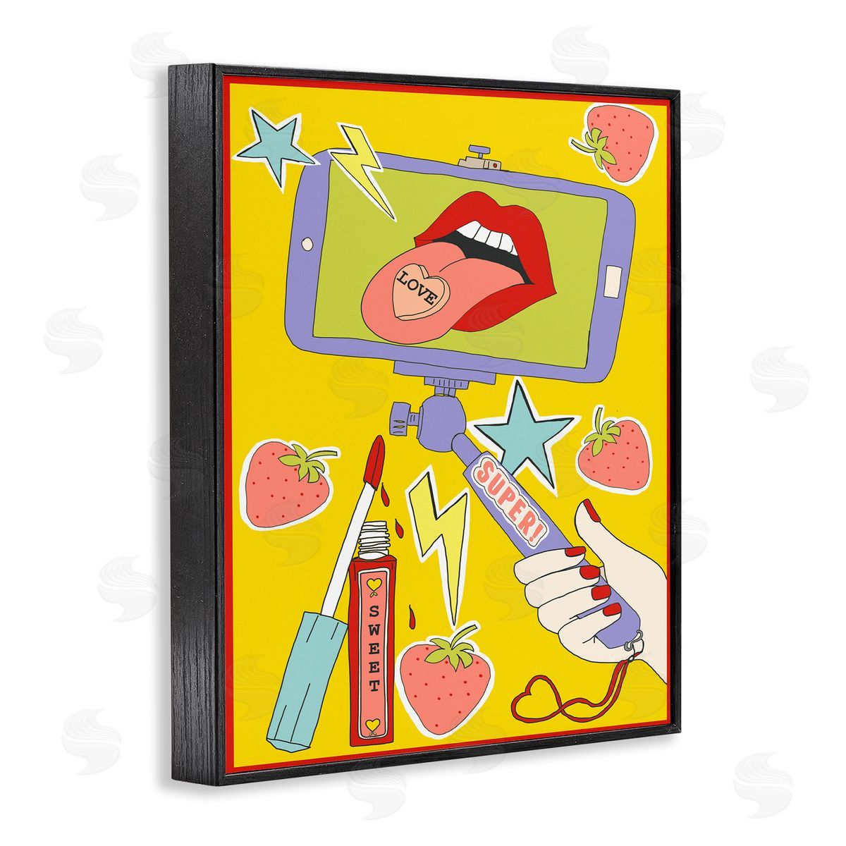 Super Sweet Retro Selfie Black Frame Print Wall Art, Home Decor by Sangita Bachelet