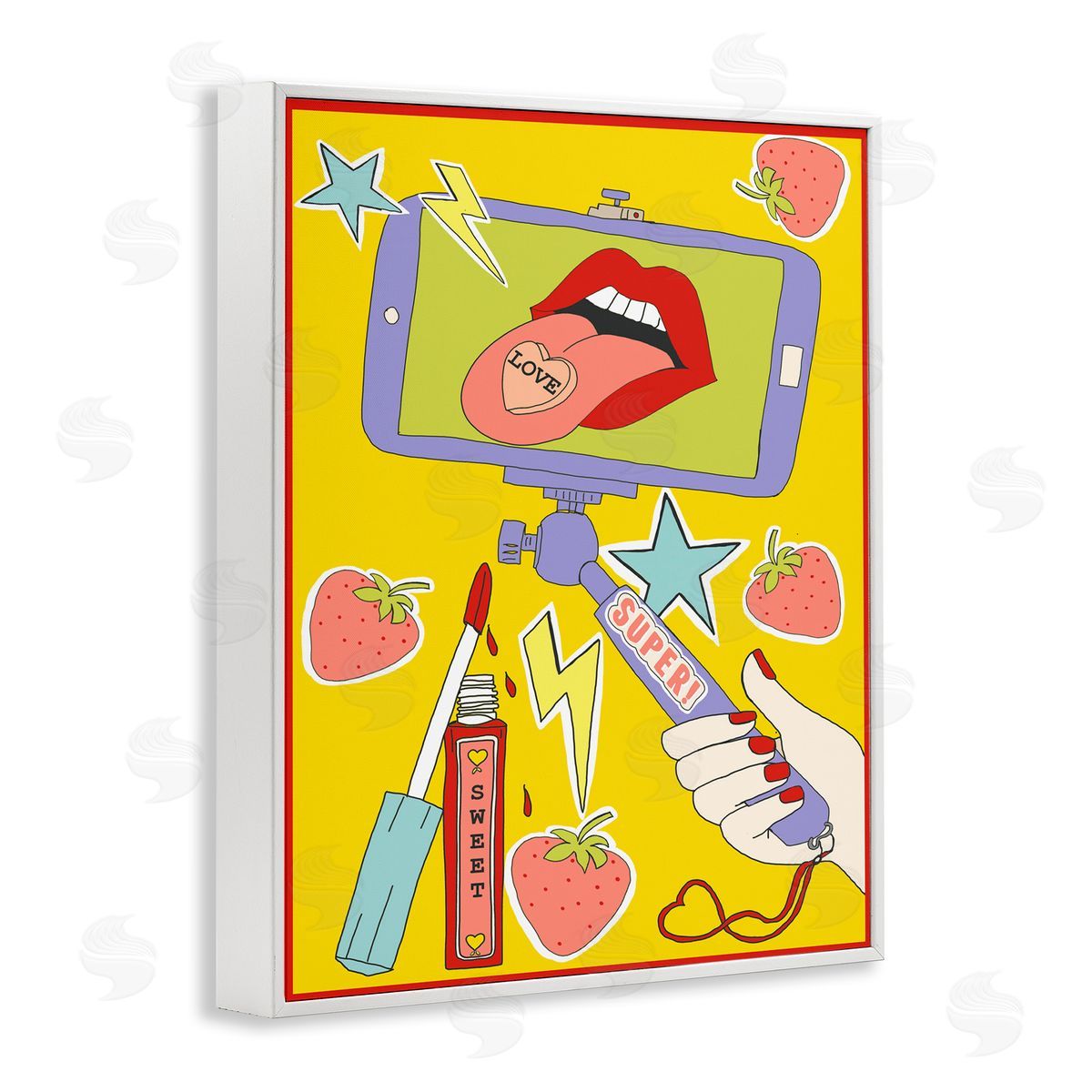 Super Sweet Retro Selfie White Frame Print Wall Art, Home Decor by Sangita Bachelet