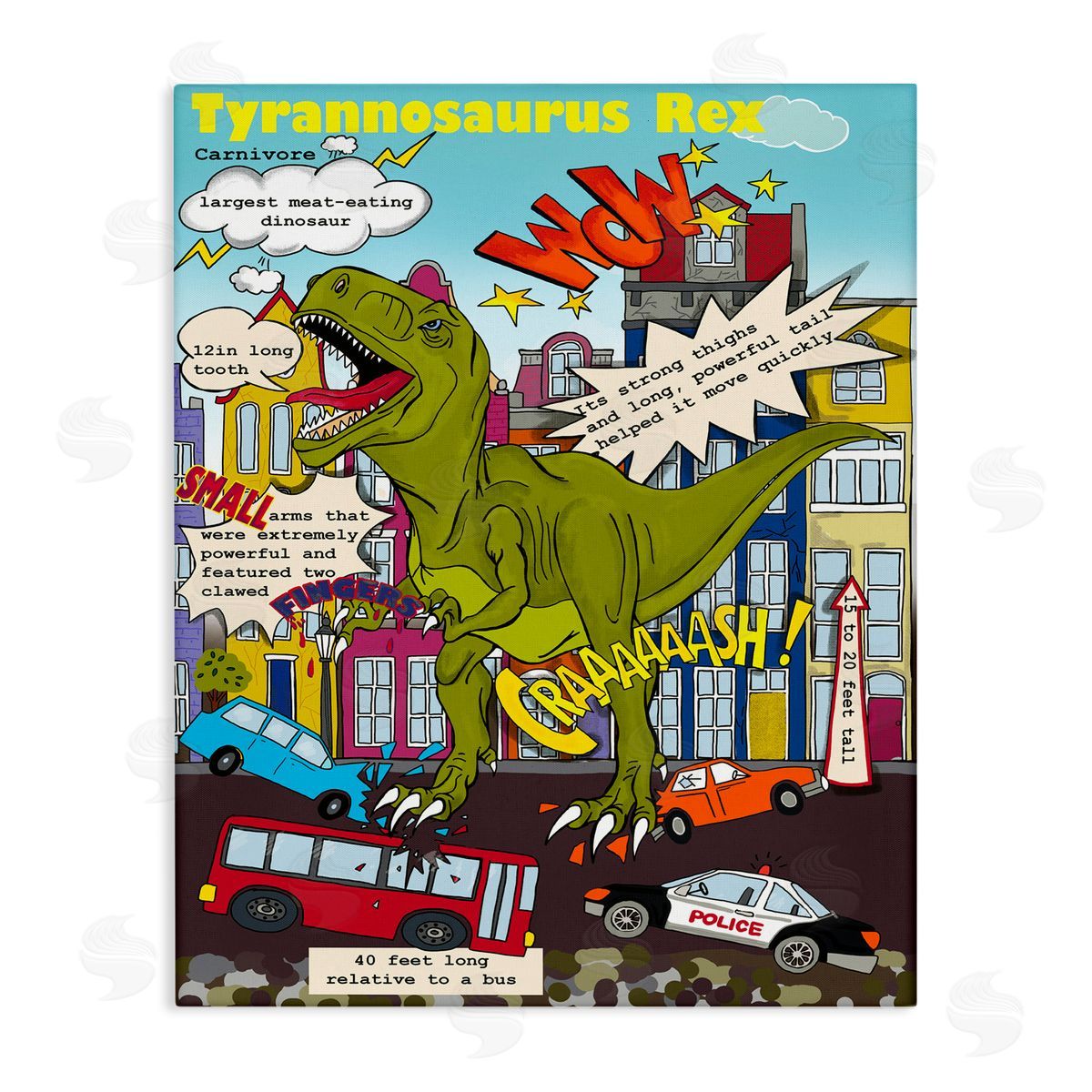 Dinosaur Facts T-Rex Magazine Canvas Wall Art, Home Decor by Sangita Bachelet