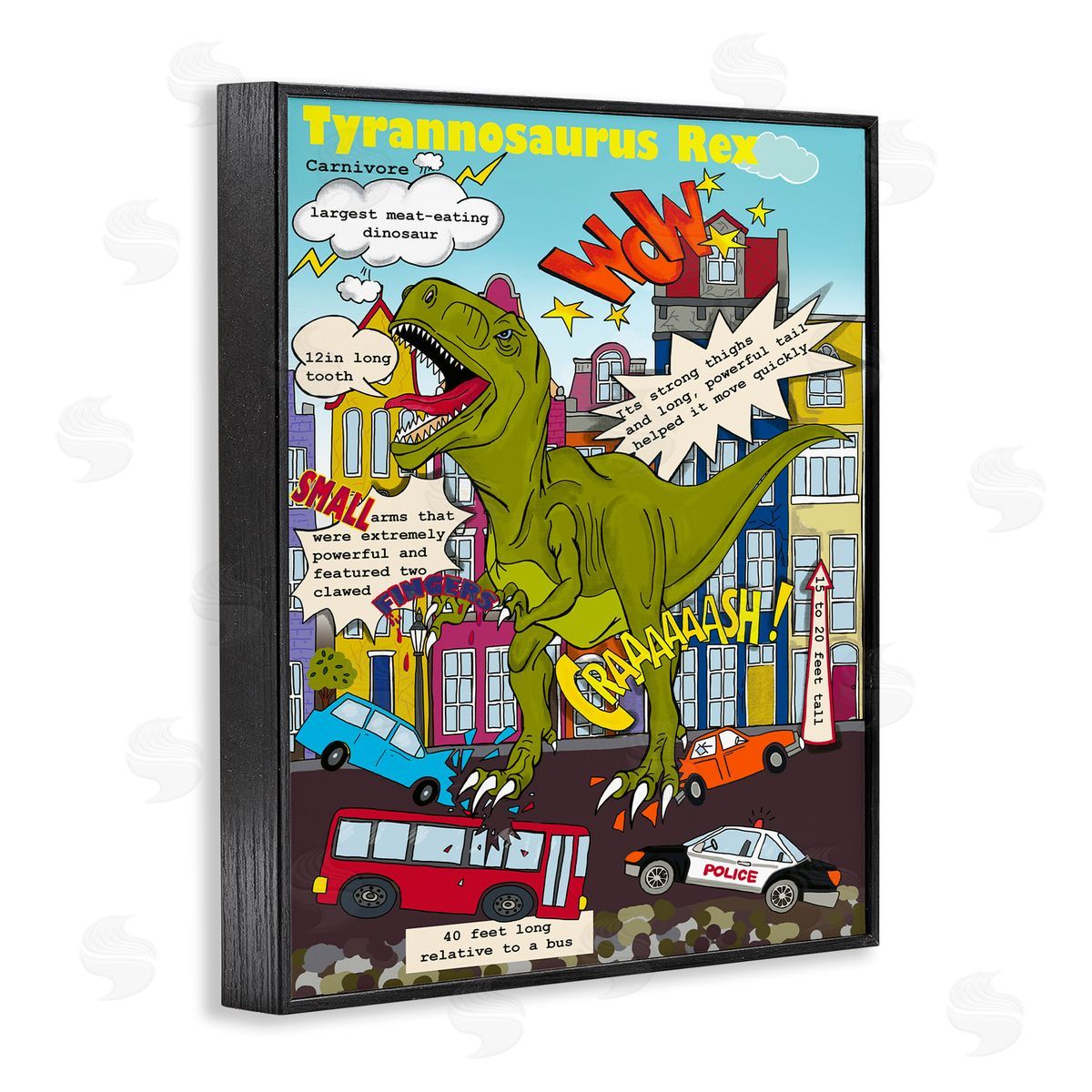 Dinosaur Facts T-Rex Magazine Black Frame Print Wall Art, Home Decor by Sangita Bachelet