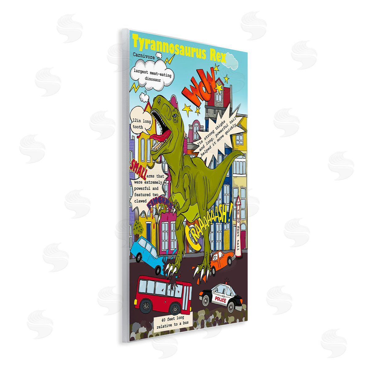 Dinosaur Facts T-Rex Magazine Wood Plaque Wall Art, Home Decor by Sangita Bachelet
