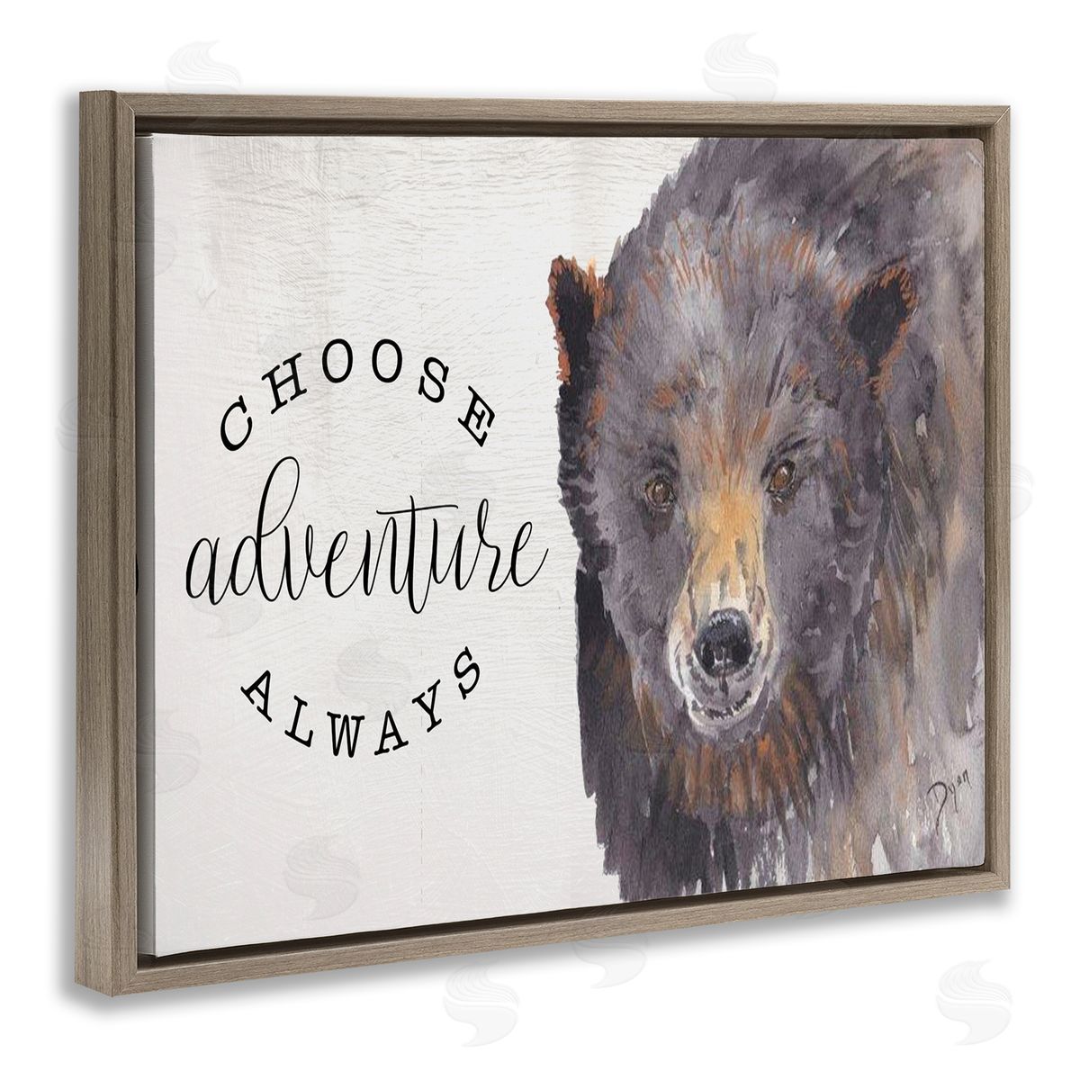 Choose Adventure Always Bear Brown Floating Frame Canvas Wall Art, Home Decor by Beverly Dyer