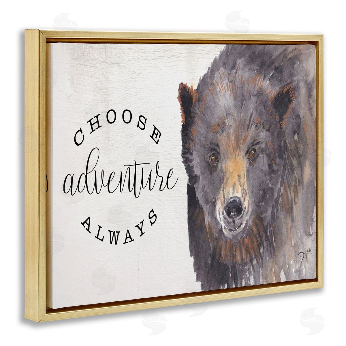 Choose Adventure Always Bear Gold Floating Frame Canvas Wall Art, Home Decor by Beverly Dyer