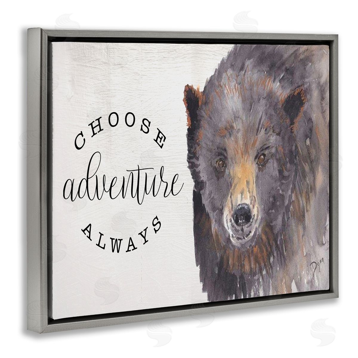 Choose Adventure Always Bear Grey Floating Frame Canvas Wall Art, Home Decor by Beverly Dyer