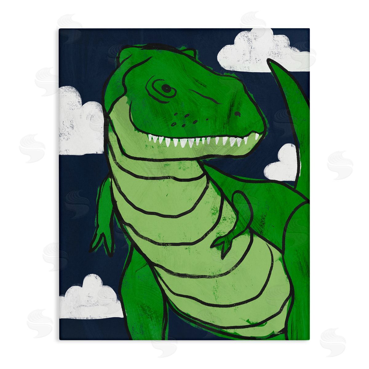 T-Rex Dinosaur over Blue Sky Canvas Wall Art, Home Decor by Stupell Studio