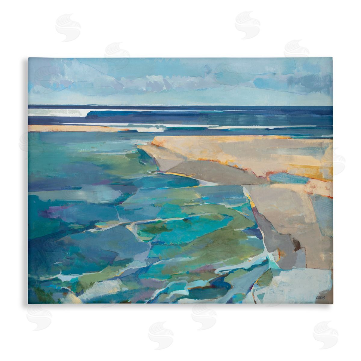 Abstract Beach Tide Landscape Canvas Wall Art, Home Decor by Scott Brems
