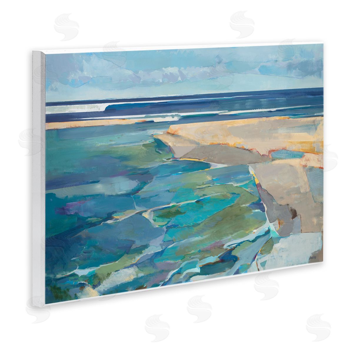Abstract Beach Tide Landscape Wood Plaque Wall Art, Home Decor by Scott Brems