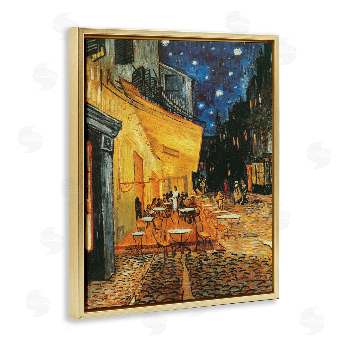 Cafe de Nuit Classical Painting Gold Floating Frame Canvas Wall Art, Home Decor by Vincent Van Gogh