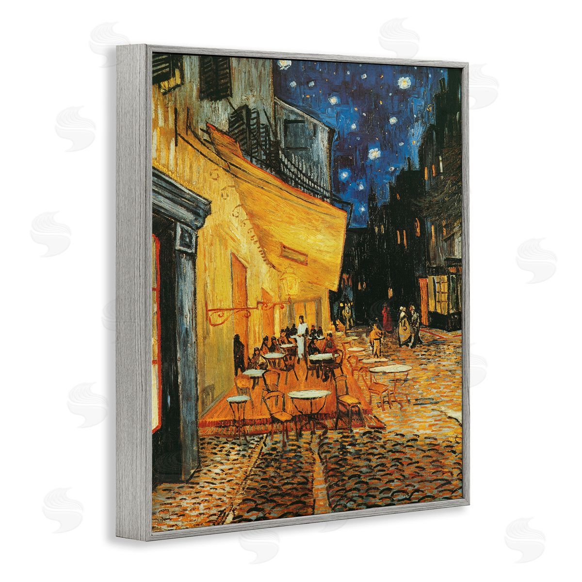 Cafe de Nuit Classical Painting Grey Frame Print Wall Art, Home Decor by Vincent Van Gogh