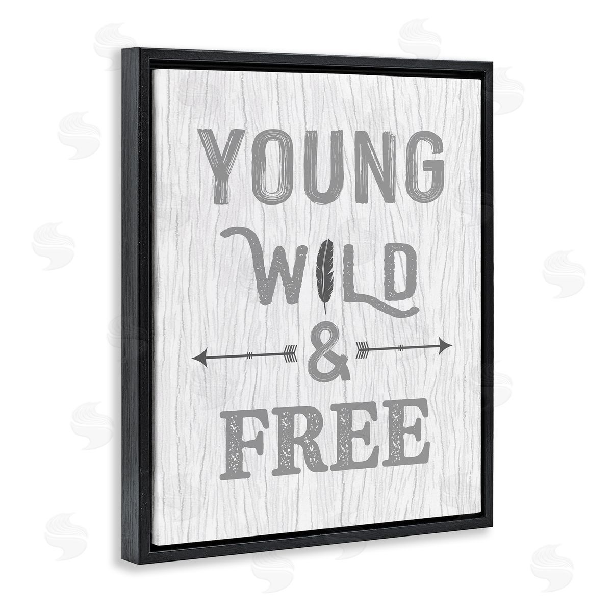 Rustic Young Wild and Free Black Floating Frame Canvas Wall Art, Home Decor by Ashley Calhoun