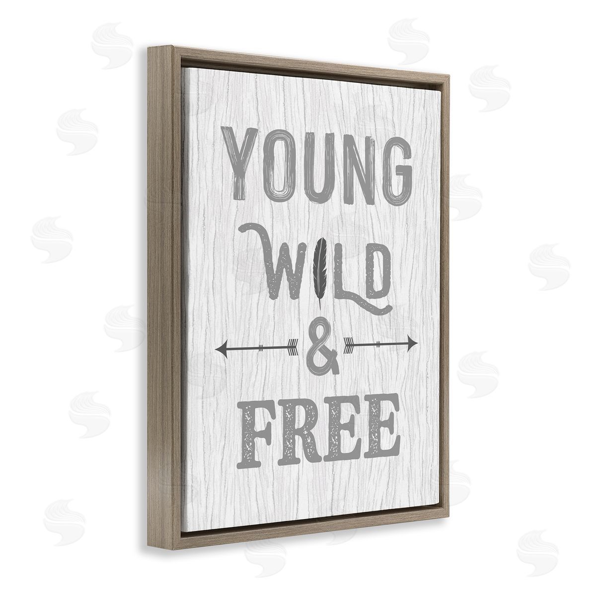 Rustic Young Wild and Free Brown Floating Frame Canvas Wall Art, Home Decor by Ashley Calhoun