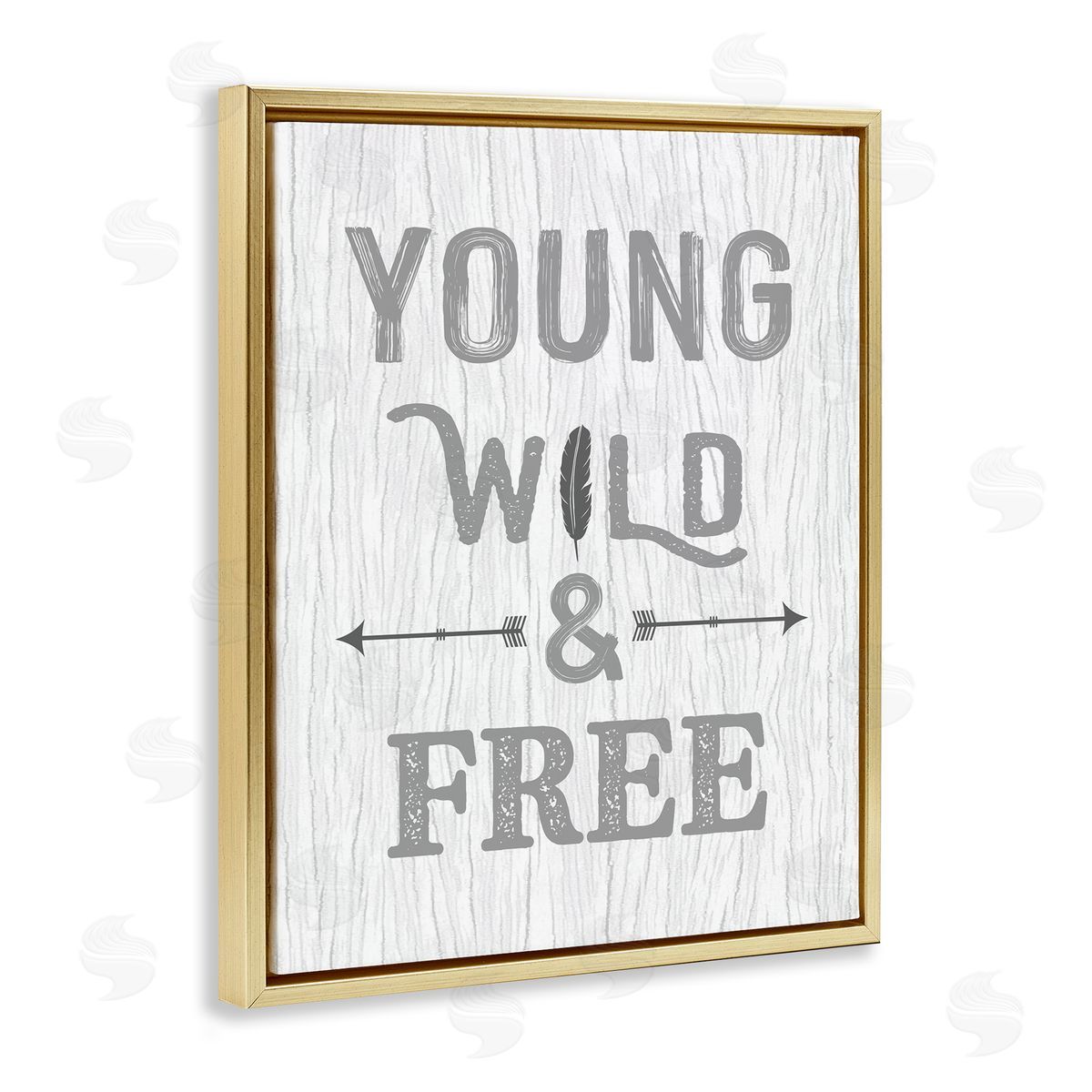 Rustic Young Wild and Free Gold Floating Frame Canvas Wall Art, Home Decor by Ashley Calhoun