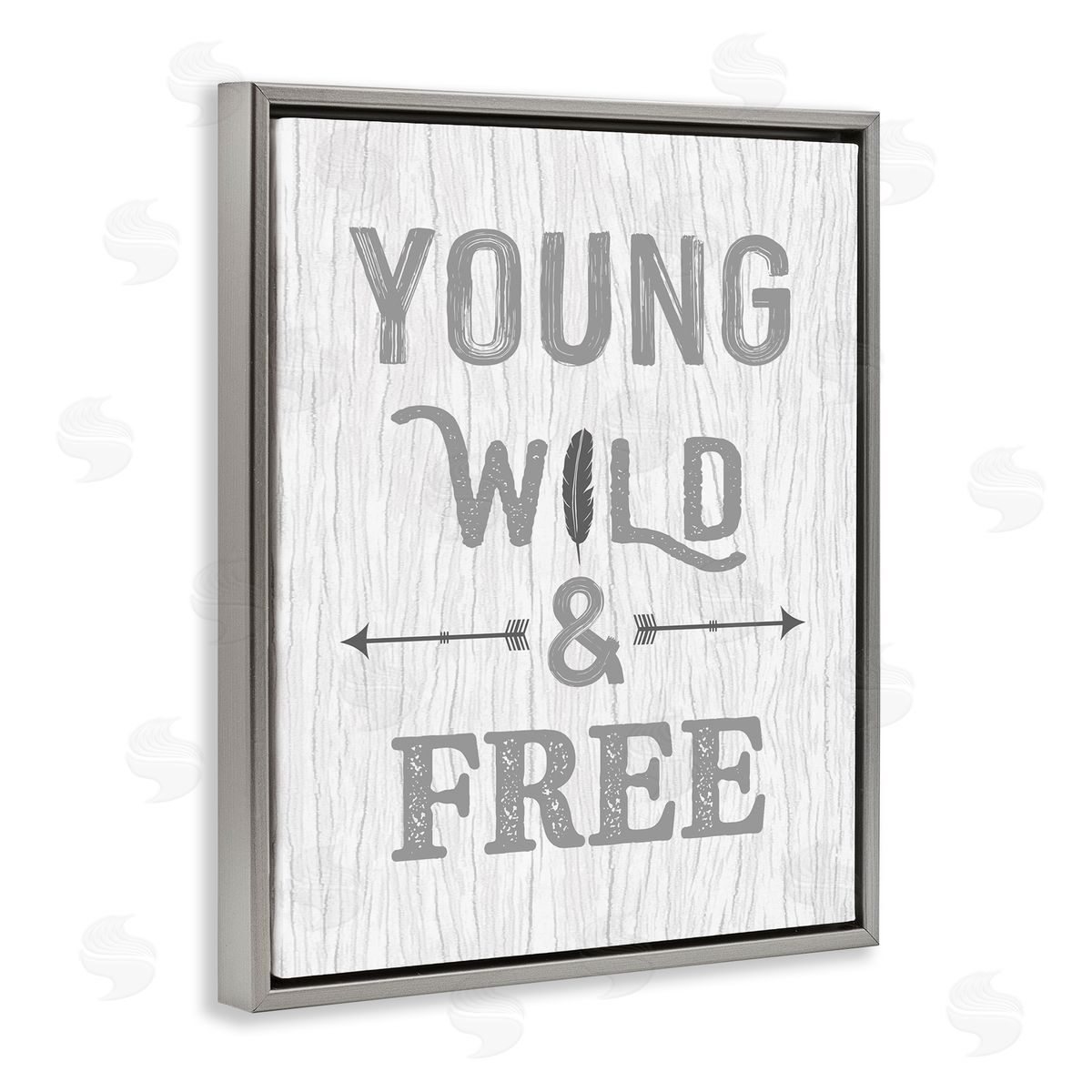 Rustic Young Wild and Free Grey Floating Frame Canvas Wall Art, Home Decor by Ashley Calhoun
